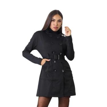 Imagem de Sobretudo casaco Feminino Com 10 Botoes - AG Acessórios, Preto, M