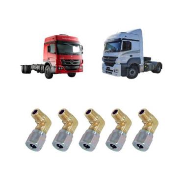 Imagem de Kit 5 Cotovelos Emenda Tubo Nylon Mbb Macho 8 Mm X 1/4 Npt - LNG