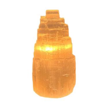 Imagem de Luminária De Pedra Selenita Natural Torre 15cm - Equilíbrio Pedras Nat