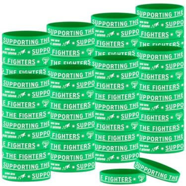 Imagem de 50 pulseiras de silicone para saúde mental, pulseiras de conscientização do câncer, lesão cerebral, câncer cerebral, diabetes, pulseiras motivacionais para homens e mulheres para arrecadação de fundos