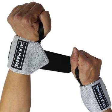 Imagem de Envoltórios de pulso para levantamento de peso, mulheres, homens, treino, suporte para malhar força, pulso, levantamento, treinamento de supino, antiderrapante, espesso, 63 cm (cinza)