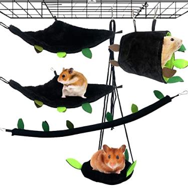 Imagem de kathson Rede para gaiola de hamster redes para pendurar pequenos animais com gaiolas de esquilo, acessórios, túnel de pendurar para planador de açúcar, conjunto de selva de ratos, conjunto de campismo