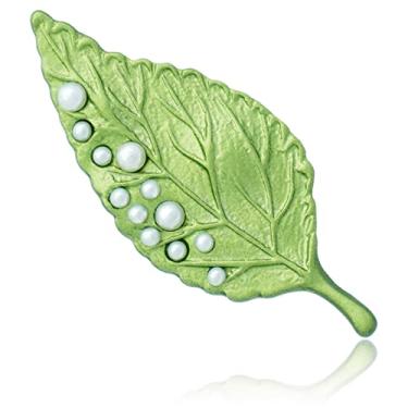 Imagem de Broches vintage de folhas de pérola, alfinetes, pintura esmaltada, verde, planta, flores, broches, presentes, joias, acessórios para mulheres, meninas, homens, meninos, Metal, Sem Pedra Preciosa