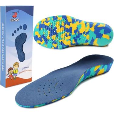 Imagem de Palmilha infantil Ailaka com suporte de arco de amortecimento ortopédico, inserções de espuma de EVA para pés planos, fascite plantar, Azul, 6-8 M US Toddler