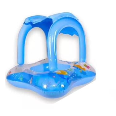 Imagem de Boia Infantil Piscina Bebê Bote Inflável com Cobertura Proteção Solar para Menino Crianças 6 Meses à 3 Anos