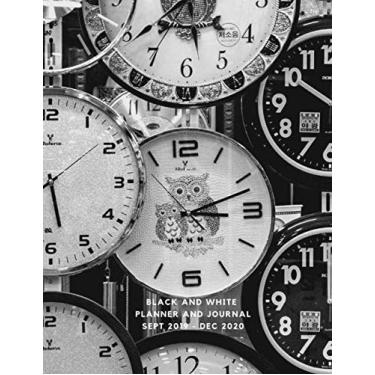 Imagem de Black and White Planner and Journal Sept 2019 - Dec 2020: 390 Page Notebook - 2019-2020 Planner with Monthly and Weekly Pages and 300 Blank Lined Journal Pages - XL 8.5 x11