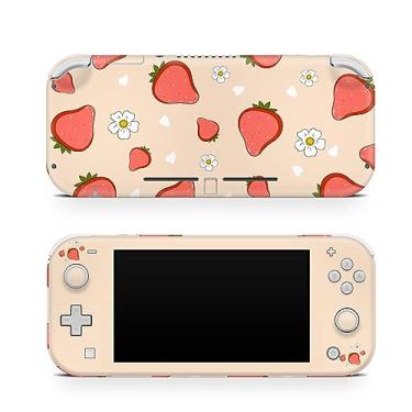 Imagem de TACKY DESIGN Linda capa de morango compatível com Nintendo Switch Lite, cor rosa, decalque de vinil, envoltório completo, resistente a arranhões