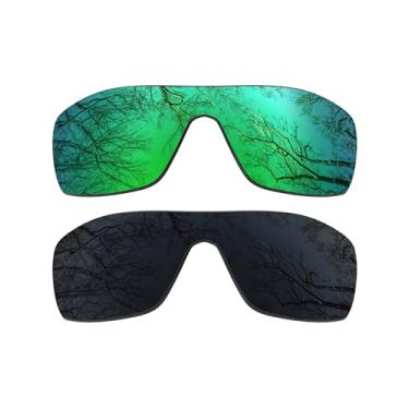 Imagem de ToughAsNails 2 pares de lentes polarizadas de substituição compatíveis com óculos de sol Oakley Batwolf OO9101, Verde esmeralda, One Size