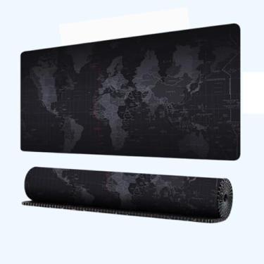 Imagem de Mouse Pad Grande 80x30 Gamer Desk Pad Mapa Mundi Black – Estilo e Funcionalidade!