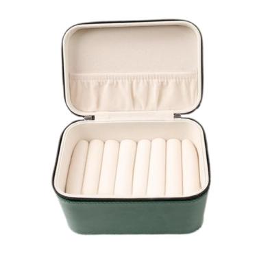 Imagem de UxicRuya Caixa de armazenamento de pulseira, porta-joias, organizador multifuncional de pulseira de couro pu para loja de varejo, Verde, 16x11.5x11cm