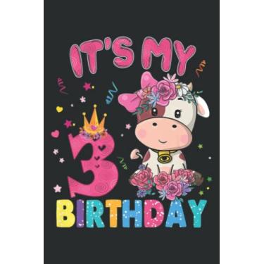 Imagem de Kids 3 Years Old 3Rd Birthday Cow Girls Awesome Since 2019 Quote: FLOWER JOURNAL: 6" x 9", 100 Pages, Planner, Lined College Ruled Paper, Journal, Diary, Matte Finish Cover