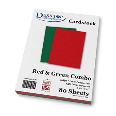 Imagem de Cartolina de Natal vermelha e verde - 80 folhas - papel de capa de 29,5 kg, 21,6 cm x 28 cm, estoque compatível com impressora - para artesanato, etiquetas de presente, convites e confecção de cartões