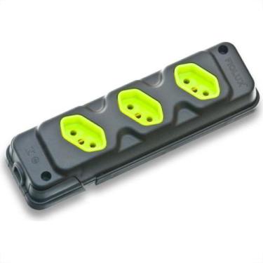 Imagem de Tomada Barra Fiolux   Tripla 20A 2 Polos+Terra Preta/Verde