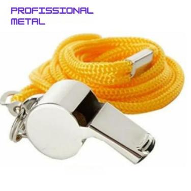 Imagem de Apito Futebol Metal Jogos Profissional Metal Com Cordão Apitos Campo Q