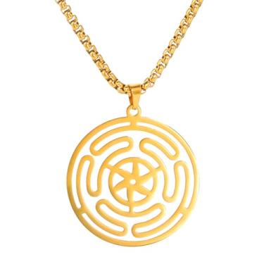 Imagem de TEAMER Hekate Colar de roda de aço inoxidável Hecate Colar de roda Wicca da Deusa Hekate, joia de amuleto para homens, adjustable, Aço inoxidável, Sem Pedra Preciosa