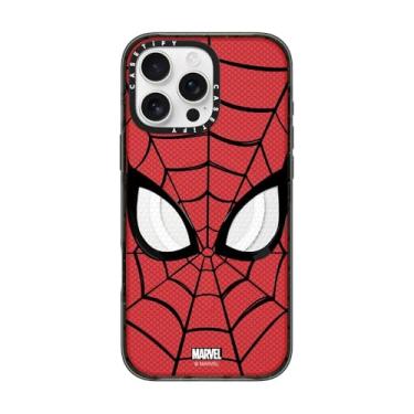 Imagem de CASETiFY Capa Impact para iPhone 16 Pro Max [Homem-Aranha Co-Lab / Proteção contra quedas de 2,5 metros/Compatível com Magsafe] - Máscara do Homem-Aranha - Preto Transparente