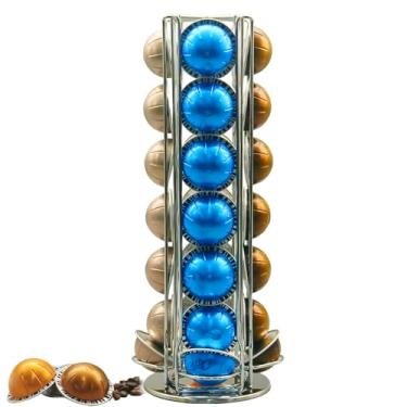 Imagem de Meelio Suporte Para Cápsulas Vertuo, Suporte Tipo Carrossel Para Nespresso Vertuo, Organizador Para Cápsulas Nespresso Vertuo Com Espaço Extra Para Coffee Mate Silent Rolling (28 Cápsulas)