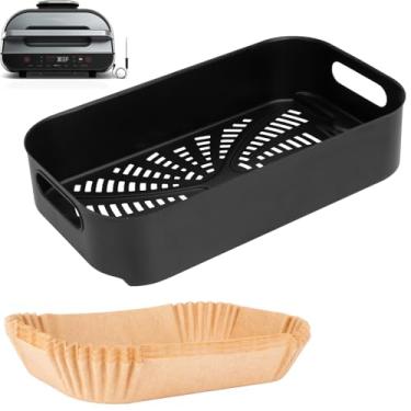 Imagem de WEBROIL Cesta Air Fryer e forro de papel para Ninja FG551 Foodi Smart XL grelha interna 6 em 1, combo antiaderente de fritura a ar para acessórios de fritadeira a ar ninja, papel pergaminho