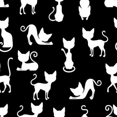 Imagem de Papel De Parede 12m Adesivo Lavável Gatos Cat Preto Fofo