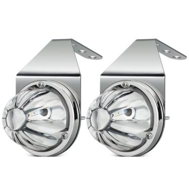 Imagem de Partsam 2 peças de luzes de vidro para melancia com suporte de aço inoxidável, duas cores âmbar/azul, luzes de sinalização de seta de LED para Kenworth Peterbilt Freightliner