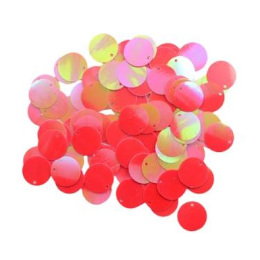 Imagem de UGPLM Lantejoulas soltas redondas de 130x com orifício PAILLETtes de lantejoulas planas DIY Decoração para roupas de pomada de cocar de ninhões Ornamentos, Vermelho