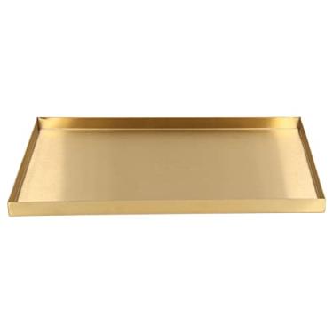 Imagem de Bandeja de Metal, Bandeja de Fundo Plano Dourado, Bandeja de Aço Inoxidável, Bandeja de Banheiro, Bandeja de Toucador Vintage para Perfumes, Cosméticos, Joias, Organizador de