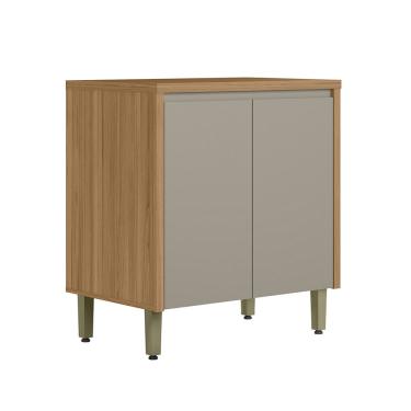 Imagem de Balcão para Cooktop 4 Bocas 2 Portas com Tampo em MDF Allure Linea Brasil - Jequitiba/Gris Fosco