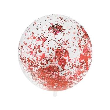 Imagem de Balão Bubble Transparente com Glitter Rose Hexagonal - 18" 45cm - 1 un