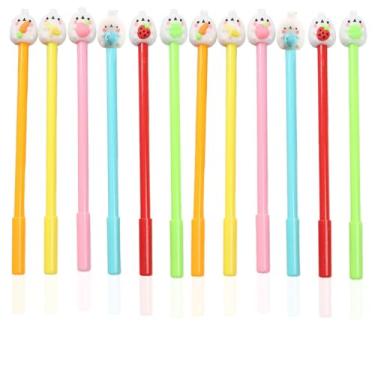 Imagem de 12 canetas de tinta gel de desenho animado de animais e vegetais fofos, canetas de escrita divertidas e adoráveis para meninos e meninas, material escolar perfeito para professores e presentes, refil