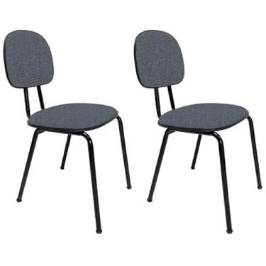 Imagem de Kit 2 Cadeiras Secretária Fixa Pé 7/8 Estofada Cinza, Confortável e Moderna com Estrutura Robusta em Madeira - Escritex