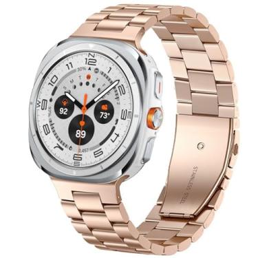 Imagem de SPINYE Pulseiras de relógio compatíveis com Samsung Galaxy Watch Ultra de 47 mm, pulseira de metal inoxidável sólido sem lacunas para Galaxy Watch 7 Ultra de 47 mm (2024), feminino e masculino, ouro