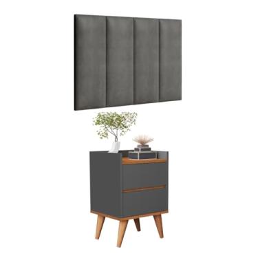 Imagem de Conjunto Cabeceira Cama Solteiro 0,90 Com 1 Criado Quarto Verona (Onix/Nature)