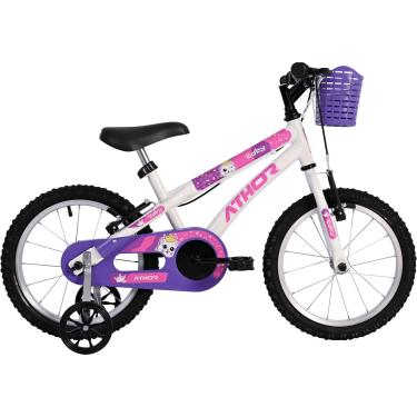Imagem de BICICLETA ATHOR ARO 16 BABY GIRL BRANCA FEMININA COM CESTINHA