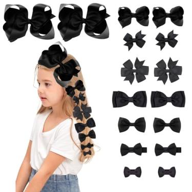 Imagem de NUOSYI Arcos de cabelo para meninas, pacote com 40 clipes de fita de gorgorão, presilhas de cata-vento de 7,6 cm, várias cores (preto, tamanho único)