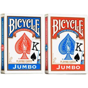 Imagem de Kit 2 Baralhos Bicycle Jumbo Azul E Vermelho Cartas Poker