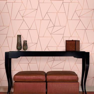 Imagem de Papel De Parede Premium Soft Pink Com Rose Gold - Inove Papéis de Pare