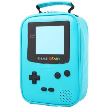 Imagem de Lancheira de couro ONTESY Gameboy, lancheira impermeável reutilizável, mini refrigerador com isolamento térmico para meninos, meninas, crianças e adolescentes para viagens escolares e piqueniques (azul claro)