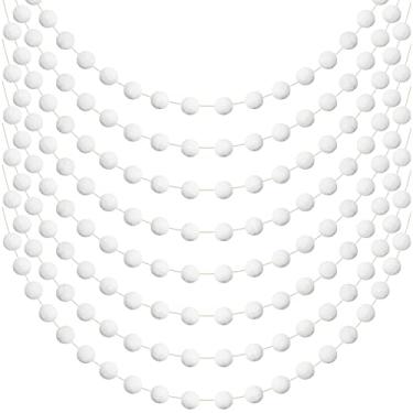 Imagem de 8 peças de guirlanda de bolas de feltro brancas, guirlanda de pompom branco, decoração de árvore de Natal, guirlanda de bolas brancas para árvore de Natal, banner de Natal para decoração de festa de inverno