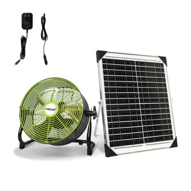 Imagem de lcocove Ventilador operado por bateria, pode funcionar de 5 a 24 horas, design de ventilador solar para galpão, casa, ao ar livre, com saída USB para situações de emergência sem eletricidade