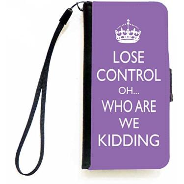 Imagem de Rikki Knight Keep Calm Oh... Who Are We Kidding Capa tipo carteira flip cor violeta com aba magnética para Apple iPhone 5c