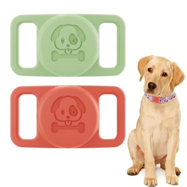 Imagem de Pacote com 2 suportes de coleira para cães AirTag, à prova d'água, capa de silicone para AirTags, suporte oculto, antiperda para coleiras, bolsas e mais para animais de estimação, acessórios AirTag