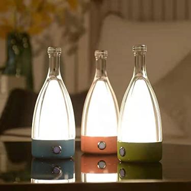 Imagem de MODIRNATION 'Anna' Modern Table Lamp, Partable Wireless Bottle LED Light, Dimming Touch Control Switch, USB Rechargeable, Stylish Light for Home, Office, Hotel and Restaurant (Silver)