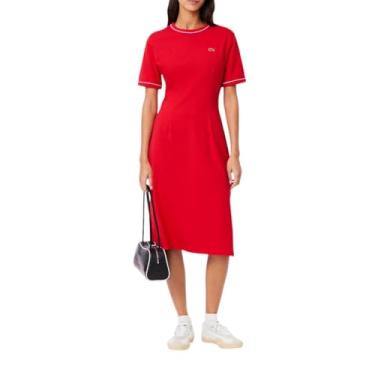 Imagem de Lacoste Vestido feminino midi, Branco/magenta, 36