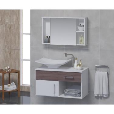 Imagem de Conjunto Gabinete Para Banheiro Com Cuba E Espelheira New Stilo Contarini Rústico