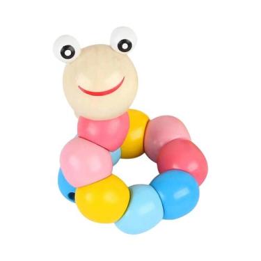 Imagem de Brinquedo De Fantoche De Lagarta De Madeira Montessori, Cor Brilhante,