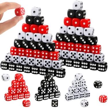Imagem de Poen 150 Packs Standard Game Dices 16mm Casino Theme Party Dice Acrylic D6 Dice Bulk Casino Dice for Casino Theme Party Board Games Vegas Birthday Party Supply(Black, Red, White,Round Corner)