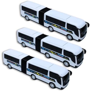 Imagem de 3 Ônibus Brinquedo Articulado Metropolitano Plástico Grande (BRANCO)