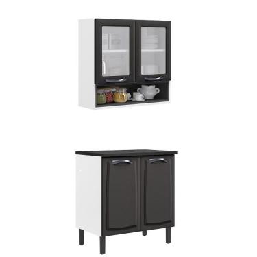 Imagem de Paneleiro Itatiaia Em Aço Grafite 4 Portas 2 Vidros 1 Nicho New Premium