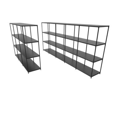 Imagem de Prateleira de Aço Reforçada Mini Porta Pallet 200x60x90 Estante Estoque Bandeja Preta Módulos Conjugados 3 + 5