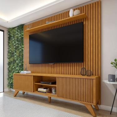 Imagem de Conjunto Rack Gaia 218cm Com Painel Ripado Para Tv De Até 75 Polegadas Paris Naturalle